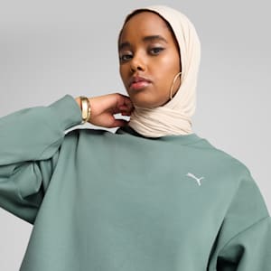 Wardrobe Essentials Women's Oversized Crew Sweatshirt, Green Moon, extralarge
