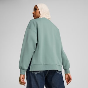 Wardrobe Essentials Women's Oversized Crew Sweatshirt, Green Moon, extralarge