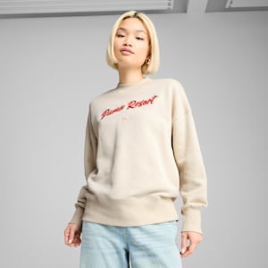 Sudadera estampada de cuello redondo sobredimensionada para mujer Premium Essentials, Alpine Snow, extralarge