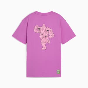 PUMA HOOPS x TMNT Big Kids' Relaxed Graphic Tee, Wild Berry, extralarge