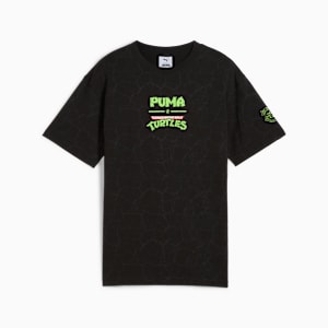 PUMA HOOPS x TMNT Big Kids' Relaxed All-Over Print Tee, PUMA Black, extralarge