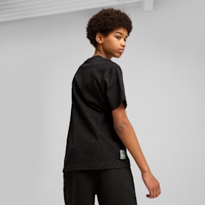 PUMA HOOPS x TMNT Big Kids' Relaxed All-Over Print Tee, PUMA Black, extralarge