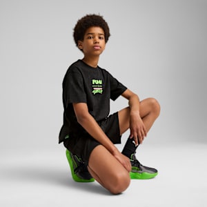 PUMA HOOPS x TMNT Big Kids' Relaxed All-Over Print Tee, PUMA Black, extralarge