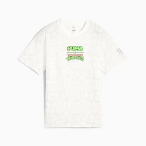 PUMA HOOPS x TMNT Big Kids' Relaxed All-Over Print Tee, PUMA White, extralarge