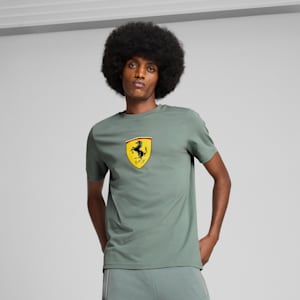 Scuderia Ferrari Race Coloured Big Shield Motorsport Men's Tee, Green Moon, extralarge-IND
