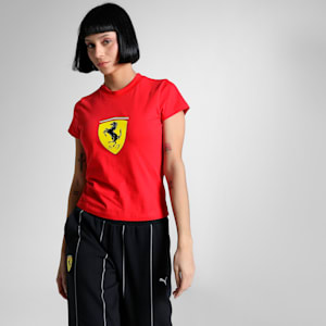 Ferrari Race Big Shield Women's Slim Fit Motorsport Tee, Rosso Corsa, extralarge-IND