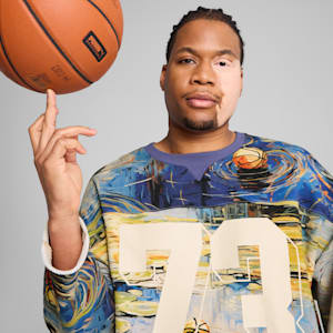 Dylan Exhibit Hockey-Inspired Men's Basketball Sweater, Vivid Blue-AOP, extralarge