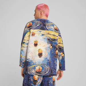 Chandail en molleton de basketball Dylan Exhibit inspiré du hockey Homme, Vivid Blue-AOP, extralarge