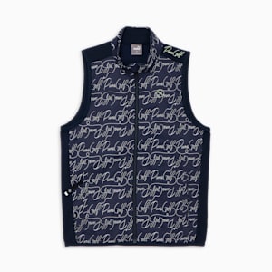 メンズ ゴルフ ストレッチAOP ウーブン フルジップ スウェット ベスト, Deep Navy, extralarge-JPN
