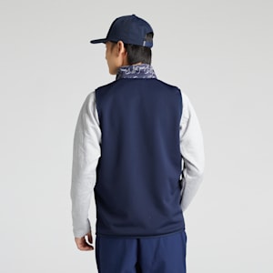 メンズ ゴルフ ストレッチAOP ウーブン フルジップ スウェット ベスト, Deep Navy, extralarge-JPN