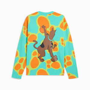 Haut à manches longues PUMA HOOPS x SCOOBY DOO Homme, Aquatic-Lime Smash-AOP, extralarge