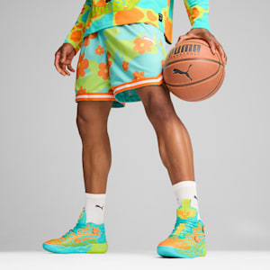 Short PUMA HOOPS x SCOOBY DOO Homme, Aquatic-Lime Smash-AOP, extralarge