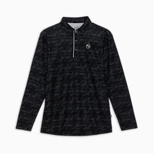 メンズ ゴルフ ストレッチ ピケ AOP 長袖 ポロシャツ, PUMA Black, extralarge-JPN