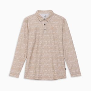 メンズ ゴルフ ストレッチ ピケ AOP 長袖 ポロシャツ, Alabaster, extralarge-JPN