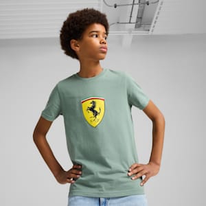 Scuderia Ferrari Race Colored Big Shield Motorsport Youth Tee, Green Moon, extralarge-IND