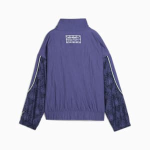 Lace Em Up Women's Oversized Basketball Track Jacket, Blue Crystal-AOP, extralarge-IND