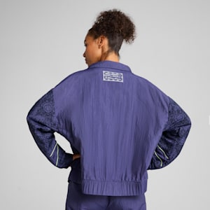 Lace Em Up Women's Oversized Basketball Track Jacket, Blue Crystal-AOP, extralarge-IND