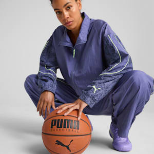 Lace Em Up Women's Oversized Basketball Track Jacket, Blue Crystal-AOP, extralarge-IND