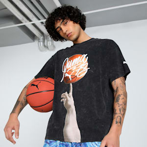 Dylan Exhibit Men's Oversized Basketball Tee, PUMA Black, extralarge-IND