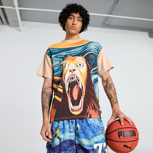 Dylan Exhibit Men's Oversized Basketball Tee, Light Sand, extralarge-IND