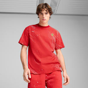 Scuderia Ferrari Race Color Splash All-over Print Motorsport Men's Tee, Rosso Corsa, extralarge-IND