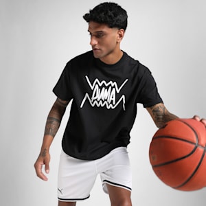 Jaws Core Men's Oversized Basketball Tee, PUMA Black, extralarge-IND