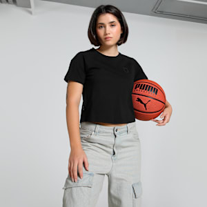 Pivot Women's Cropped Basketball Tee, PUMA Black, extralarge-IND
