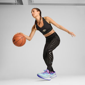 Stewie Prism Women's Basketball Sports Bra, PUMA Black-AOP, extralarge