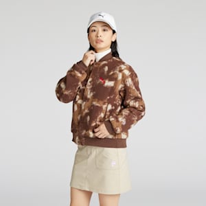 ウィメンズ ゴルフ PC W プリント フリース ボンバー ジャケット, Espresso Brown, extralarge-JPN