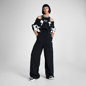 BMW M Motorsport Women's Relaxed Fit Woven Cargo Pants, PUMA Black, extralarge-IND
