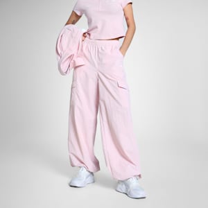 BMW M Motorsport Women's Relaxed Fit Woven Cargo Pants, Rose Mauve, extralarge-IND