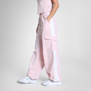 BMW M Motorsport Women's Relaxed Fit Woven Cargo Pants, Rose Mauve, extralarge-IND