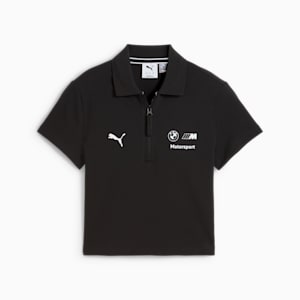 BMW M Motorsport Classic Women's Slim Fit Crop Polo, PUMA Black, extralarge-IND