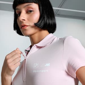 BMW M Motorsport Classic Women's Slim Fit Crop Polo, Rose Mauve, extralarge-IND