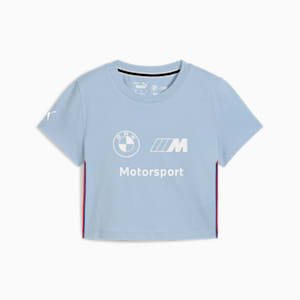 BMW M Motorsport Women's Graphic Baby Tee, Blue Wash, extralarge