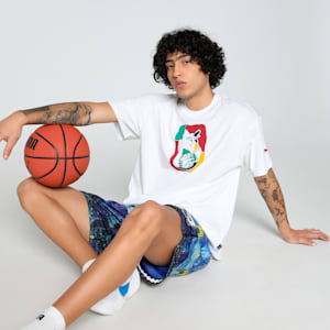 Dylan Exhibit Men's Oversized Basketball Tee, PUMA White, extralarge-IND