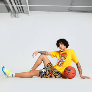 Melo Alien Skins Men's Oversized Basketball Shorts, PUMA Black-AOP, extralarge-IND