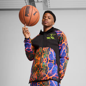PUMA x LAMELO BALL Alien Skin Men's Dime Basketball Jacket, PUMA Black-AOP, extralarge