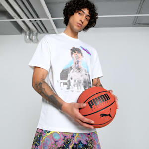 Melo Alien Skins Men's Oversized Basketball Tee, PUMA White, extralarge-IND