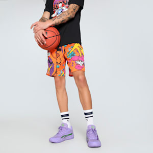 Melo Phoenix Men's Oversized Basketball Shorts, Orange Glow-AOP, extralarge-IND