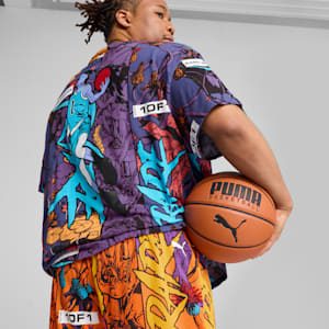 PUMA x LAMELO BALL Phoenix Men's Shorts, Orange Glow-AOP, extralarge