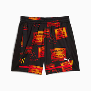 Scoot Caution All Jaws Men's Basketball Shorts, PUMA Black-AOP, extralarge