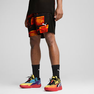 Shorts de básquet Scoot Caution All Jaws para hombre, PUMA Black-AOP, extralarge