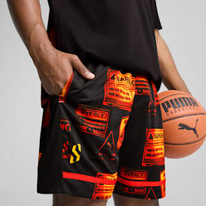 Scoot Caution All Jaws Men's Basketball Shorts, PUMA Black-AOP, extralarge