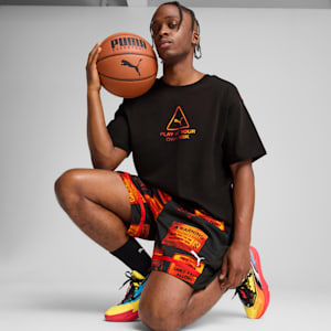 Scoot Caution All Jaws Men's Basketball Shorts, PUMA Black-AOP, extralarge