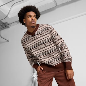 PUMA x THE BROOKLYN CIRCUS Men's Knitted V-Neck Sweater, PUMA Black, extralarge