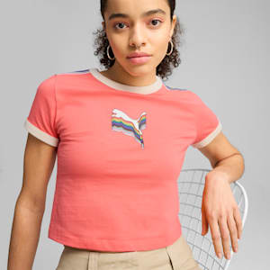 EQUAL LOVE CONFEDERATION Graphic Baby Tee Women, Peach Frost, extralarge