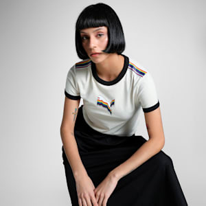 EQUAL LOVE CONFEDERATION Graphic Women's Slim Fit Crop Tee, Alpine Snow, extralarge-IND