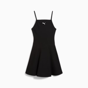 WARDROBE ESSENTIALS Women's Ribbed Flared Short Dress, PUMA Black, extralarge