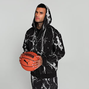 HOOPS x LAFRANCÉ Written in Chrome Men's Basketball Hoodie, PUMA Black-Puma White AOP, extralarge-IND